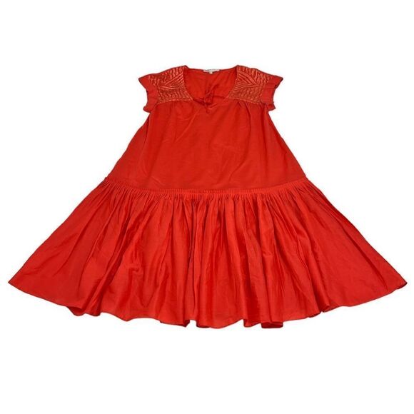 Maje Babe Short Sleeve Orange Flowy Mini Dress New Size Small - Picture 8 of 12